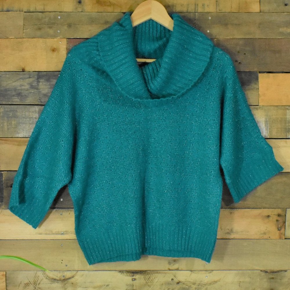 Notations Cowl Neck Crop Top Sweater